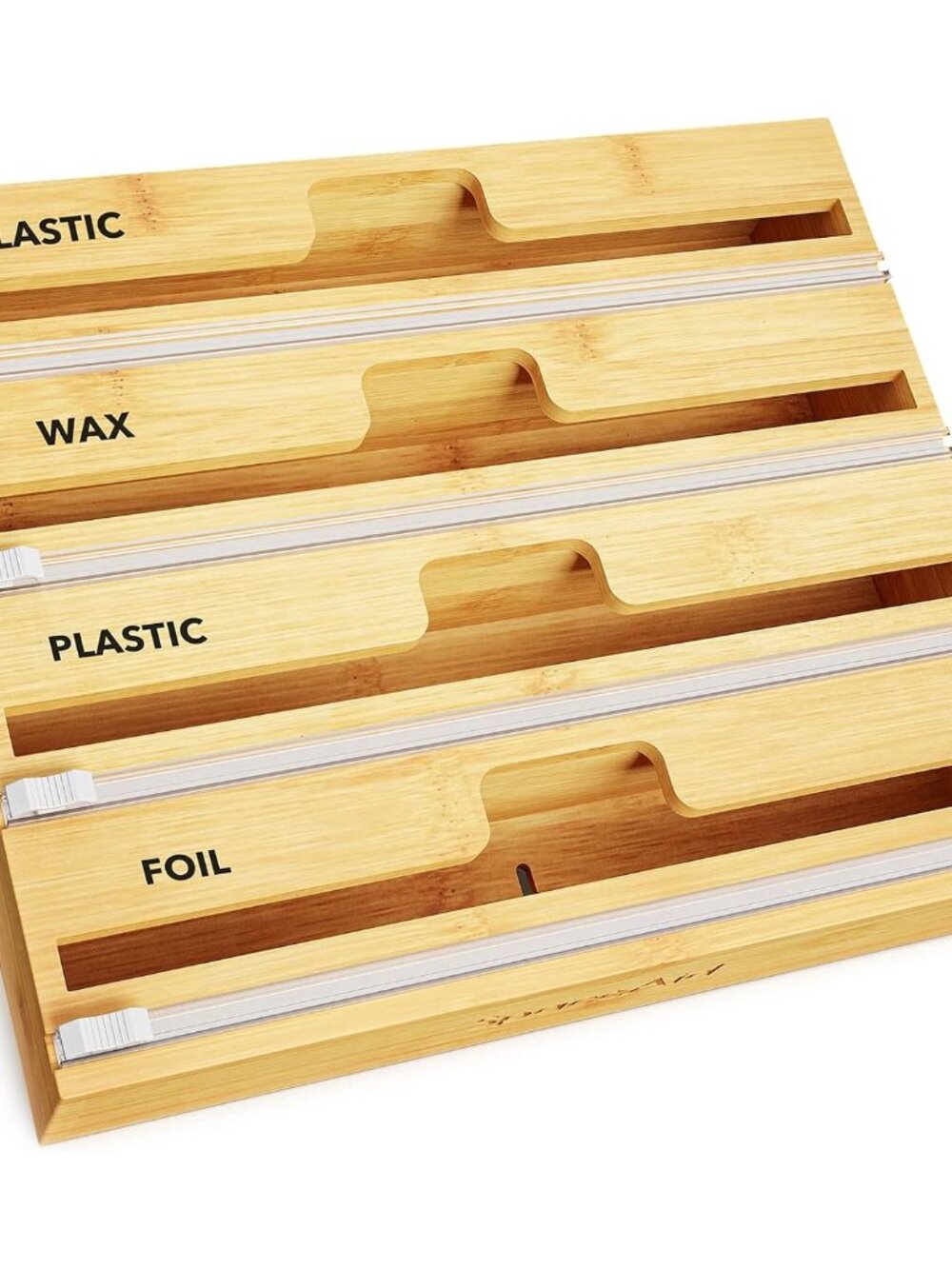 WrapNeat 4 in 1 Wrap Organizer with Cutter and Labels, Plastic Wrap, Aluminum Fo